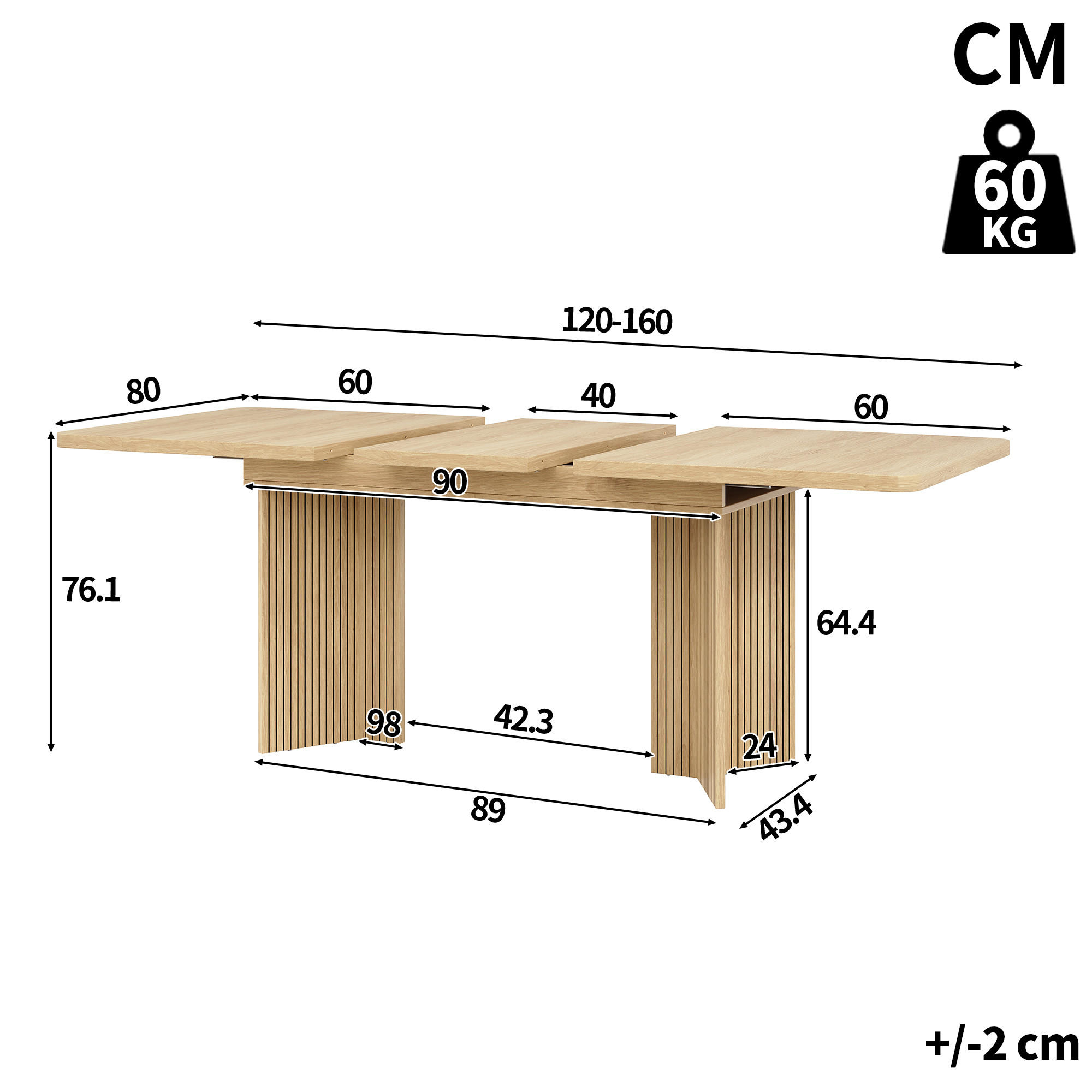 Urban Meuble Esstisch Natur 120x76.1x80 cm
