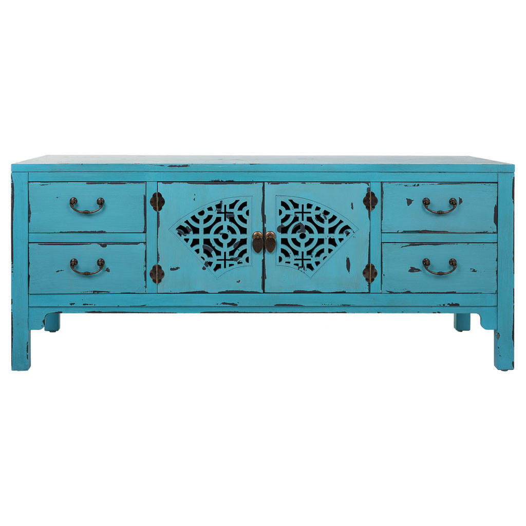 LOWBOARD aus Holz 120x40x50 cm - Blau, Holzwerkstoff (120/50/40cm) - Wanderlust