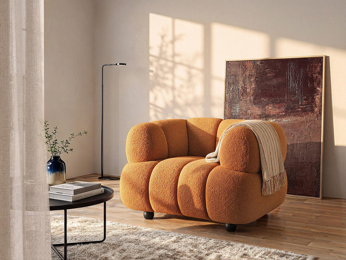 SESSEL mit gerader Rückenlehne - 1 Person - stoff - terracotta Coliani - Terracotta, Holz/Textil (108/73/87cm) - Vente-Unique