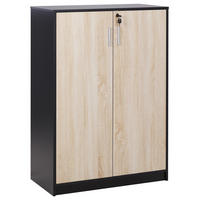 AKTENSCHRANK heller Holzfarbton/schwarz 117 cm 2 Türen Zehna - Hellbraun/Schwarz, Holzwerkstoff (80/117/40cm) - Beliani