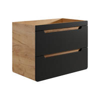 WASCHBECKENUNTERSCHRANK hängend - 80 cm - Holzfarben & Anthrazit - ARUBA - Anthrazit, Holz (80/59/46cm) - Vente-Unique