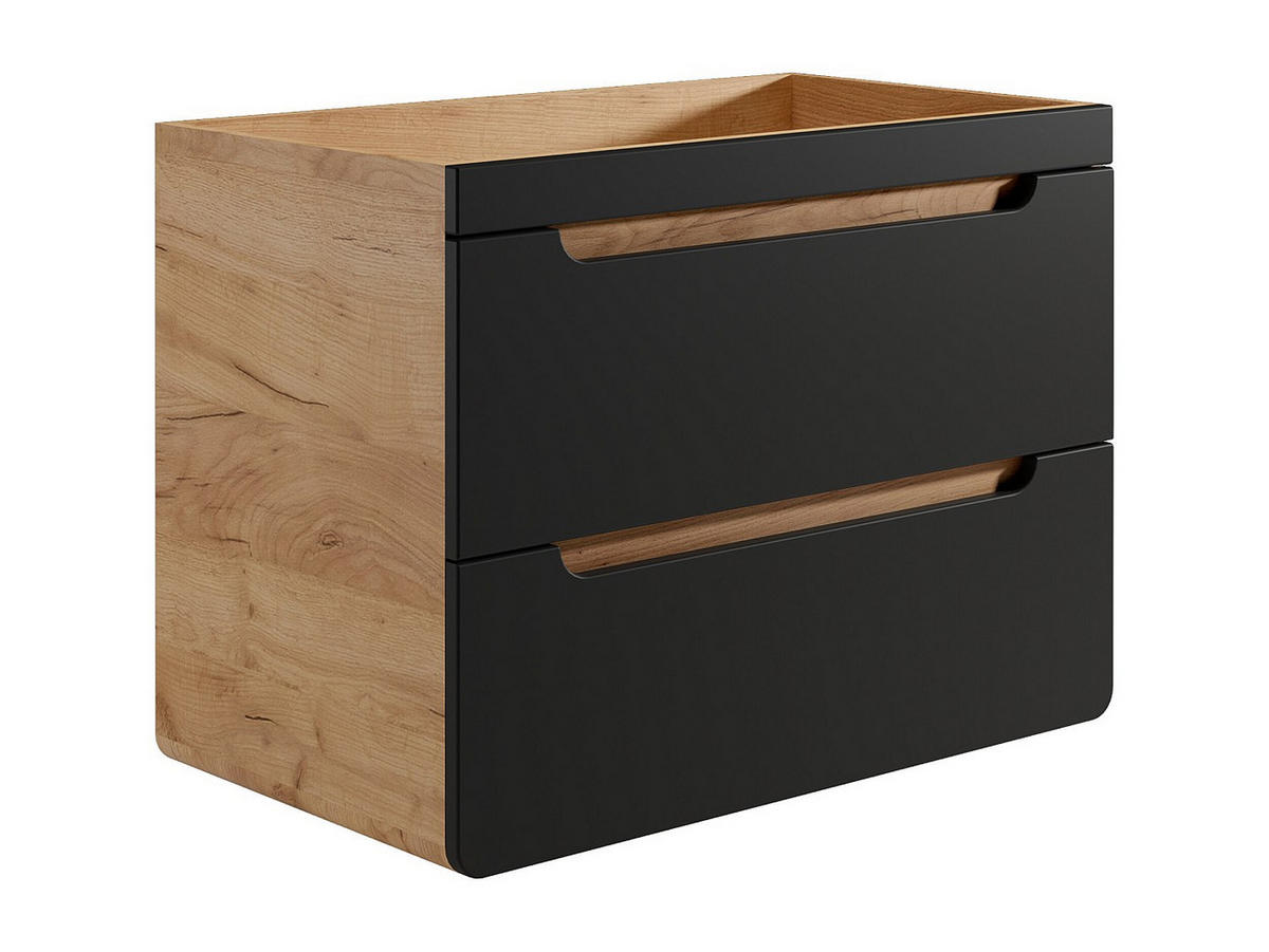 WASCHBECKENUNTERSCHRANK hängend - 80 cm - Holzfarben & Anthrazit - ARUBA - Anthrazit, Holz (80/59/46cm) - Vente-Unique