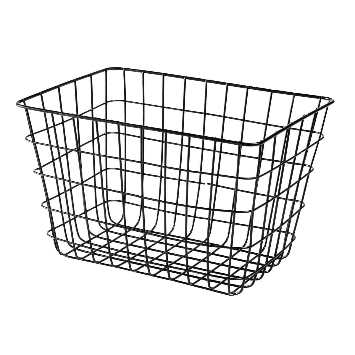 DRAHTKORB Schwarz Mittlere Größe – H23 cm - Schwarz, Metall (35/28/28cm) - Calicosy