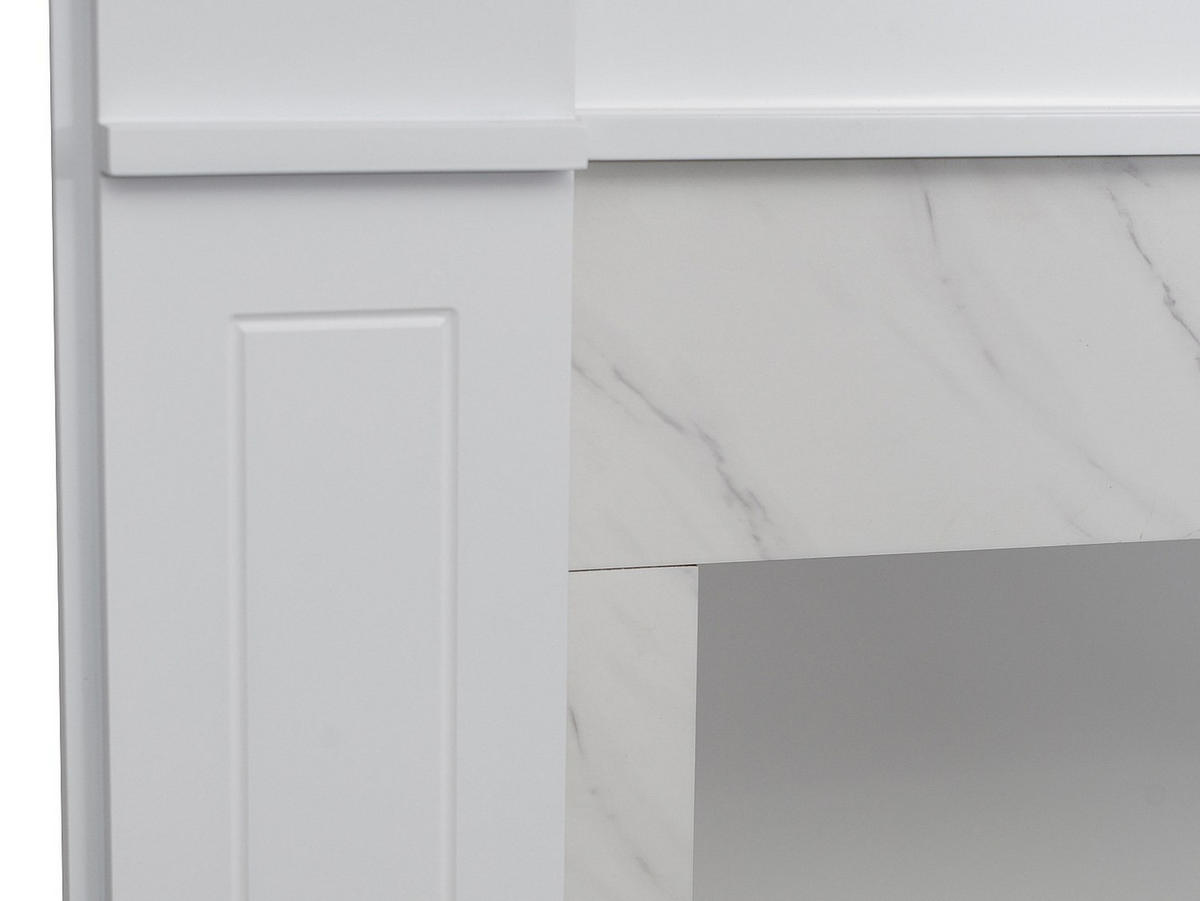 KAMIN - 134 x 34 - glas - weiß Esuko - Weiß, Glas (134/105.2/34cm) - Vente-Unique