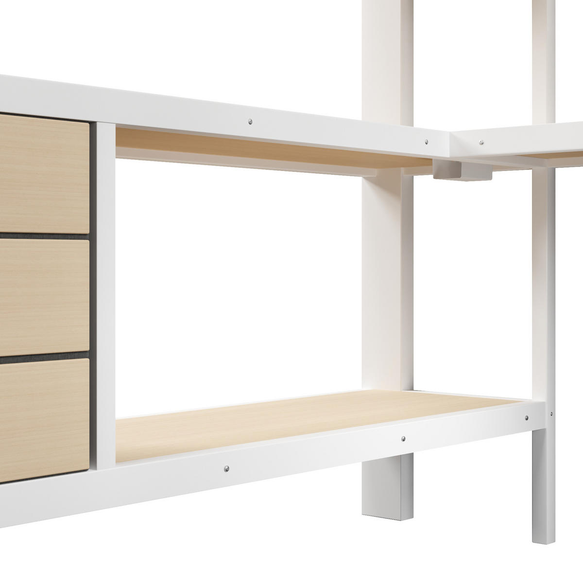 HOCHBETT 140/200 cm, Weiß mit Schubladen, Tisch, LED-Licht ohne Matratze - Weiß, Metall (140/200cm) - MIVRAY