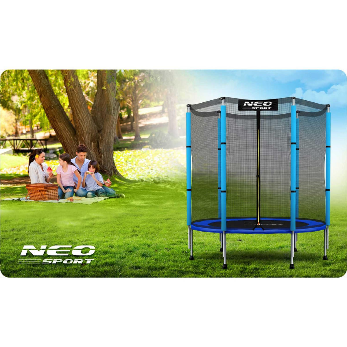 GARTENTRAMPOLIN für Kinder 140 cm 4,5 ft - Blau, Metall (140/140cm)