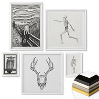 WANDBILDER 5er-Set - 50x50 cm & 20x30 cm & 40x60 cm Weißer Rahmen - Küchenaccessoires auf pflanzlicher Basis - Weiß, Kunststoff (40/60cm) - ArtPrintCave