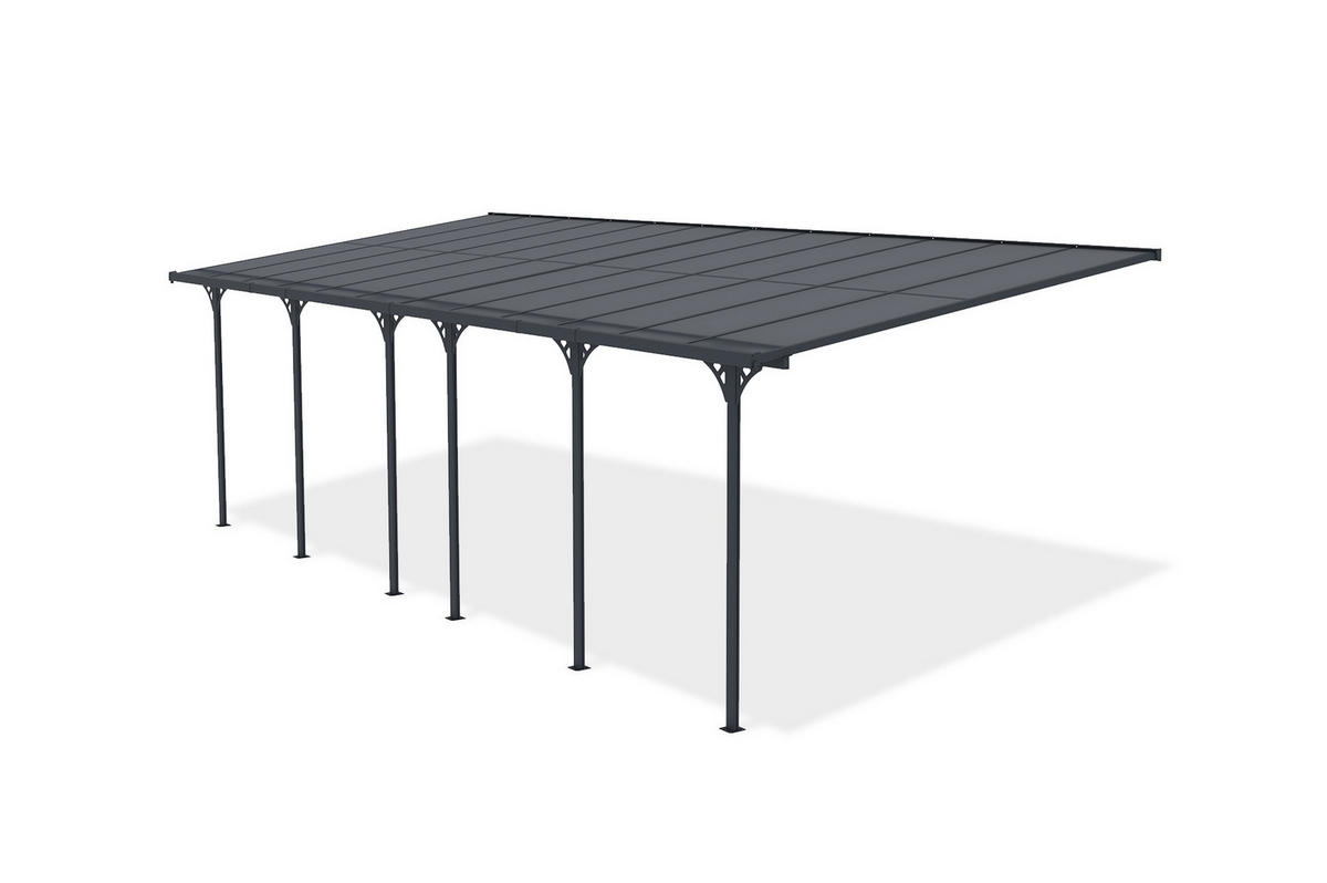 PERGOLA / CARPORT Kleo Grau 8m x 3m - Grau, Metall (748/270/300cm) - Cazeboo