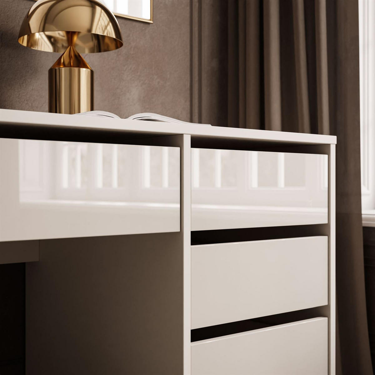 SCHREIBTISCH MADA DOUBLE mit Schubladen kaschmir - Kaschmir, Holzwerkstoff (55/152/75cm) - Lookway