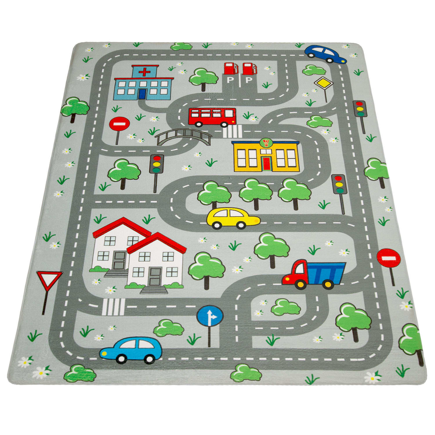 KINDERTEPPICH Waschbar, mit Straßen-Motiv, Grau, 155 x 230 cm - Grau, Textil (155/230cm) - KADIMA DESIGN