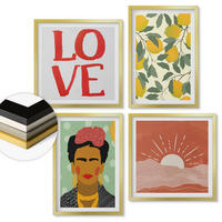 WANDBILDER 4er Set - 50x50 cm & 40x60 cm Goldrahmen - Zitronen Inschrift Liebeslandschaft Frida - Goldfarben, Kunststoff (50/50cm) - ArtPrintCave