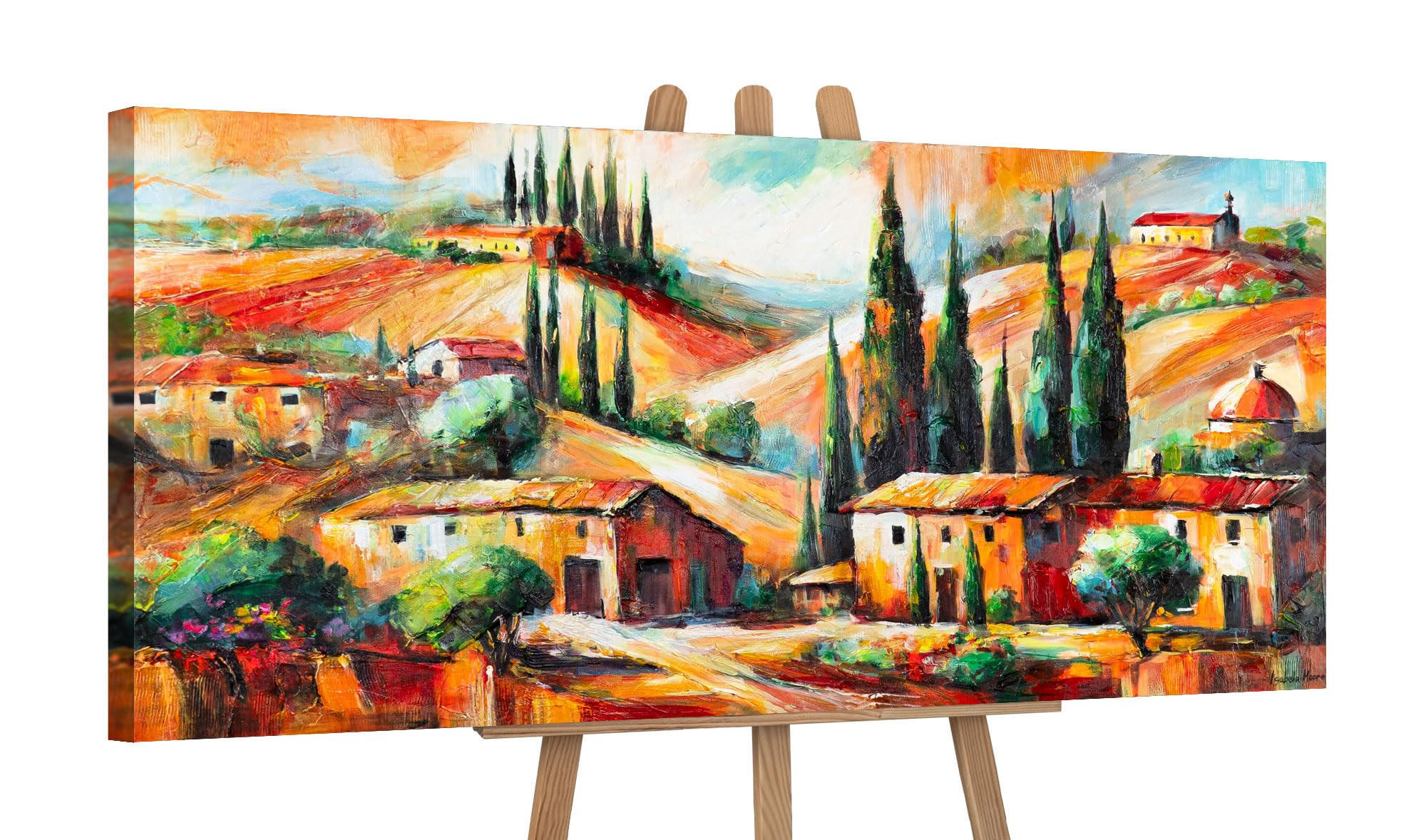 GEMÄLDE Warmer Abend auf Keilrahmen 115x50 cm - Multicolor, Holz (115/50cm) - YS-art gallery