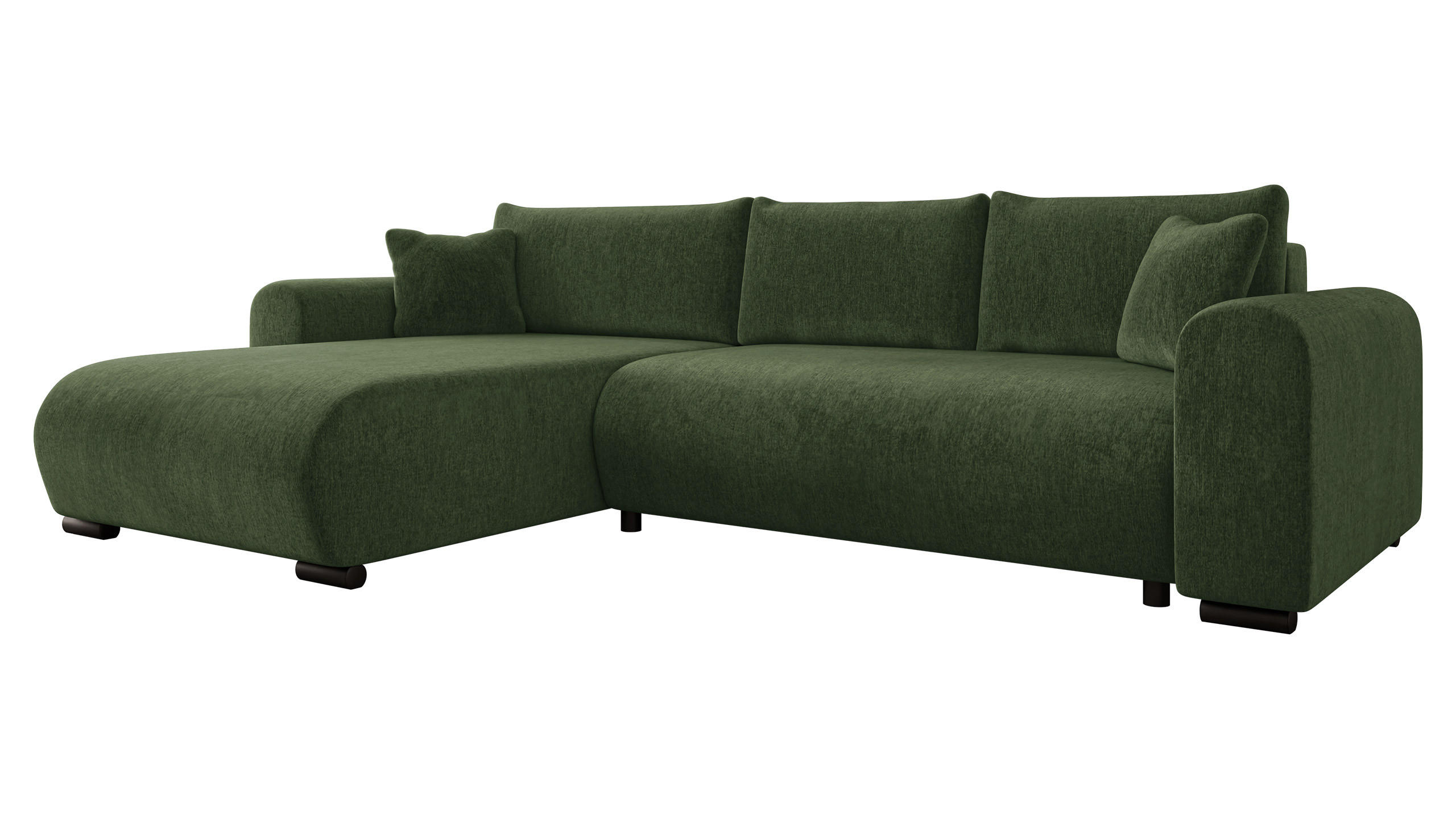ECKSOFA Merkos - Dunkelgrün/Schwarz, Holz/Textil (285/188cm) - MIRJAN24