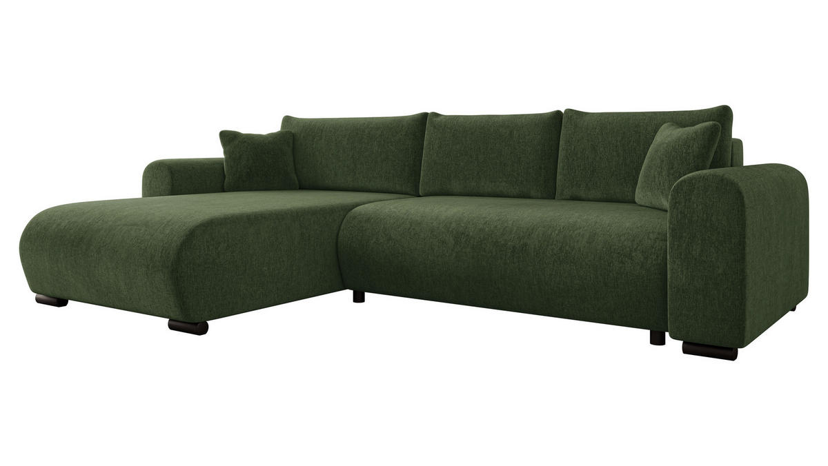 ECKSOFA Merkos - Dunkelgrün/Schwarz, Holz/Textil (285/188cm) - MIRJAN24