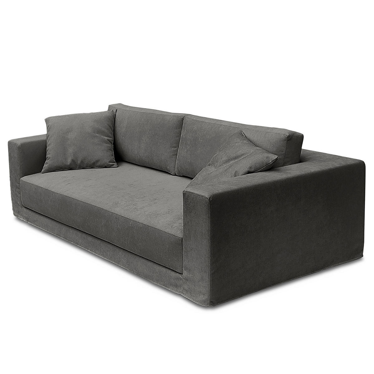 3-SITZER SOFA mit Wechselbezug - Webstoff - Dunkelgrau, Textil (245/63/122cm) - home24