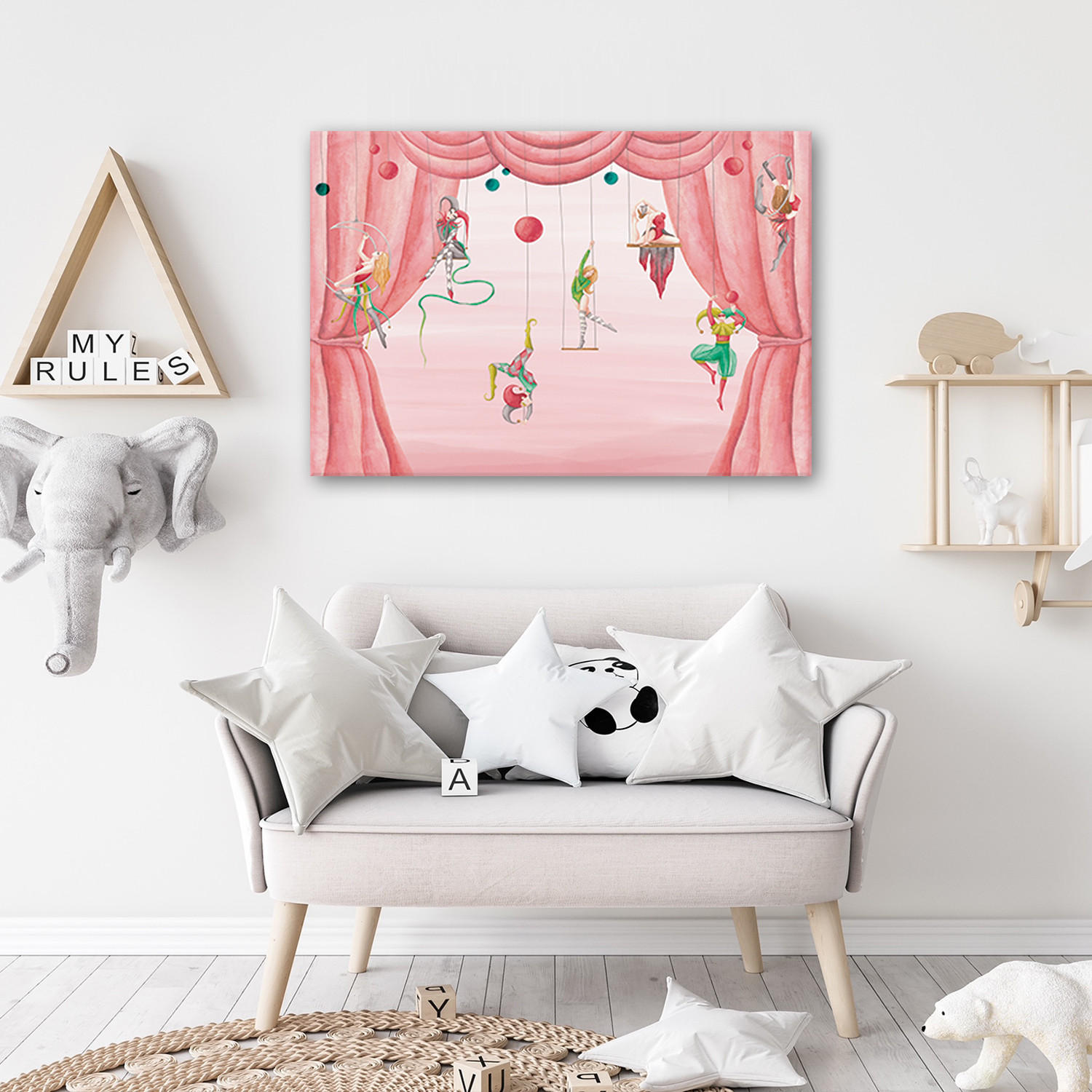 WANDBILD zirkusakrobat - Rot, Textil (60/40cm) - Feeby