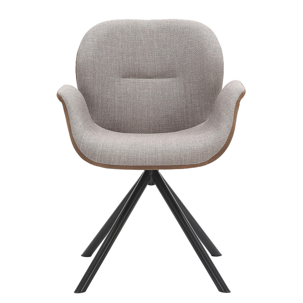 DREHBARER ARMLEHNENSTUHL - Taupe & Braun / Schwarz - Braun, Textil/Metall (65/86/61cm) - home24