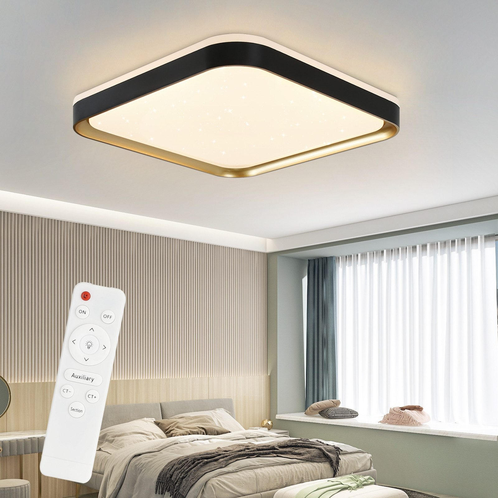 LED-DECKENLEUCHTE Zara 30/30/6 cm - Schwarz, Kunststoff (30/30/6cm) - Nettlife