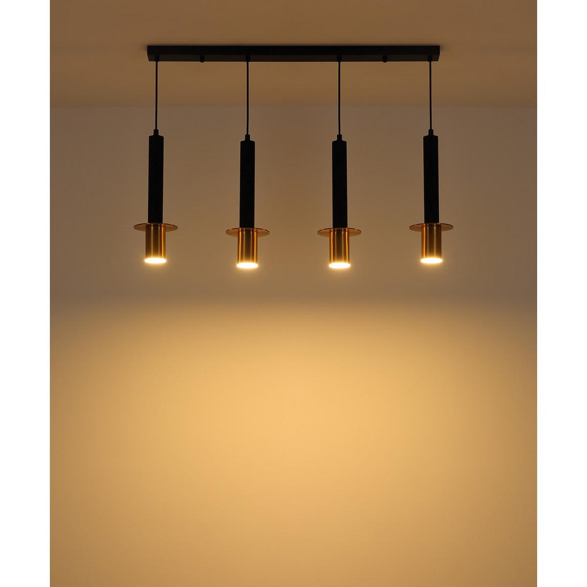 HÄNGELEUCHTE SHANNA, Metall, Schwarz, 4-flammig - Schwarz, Metall (87/12/130cm) - Globo Lighting