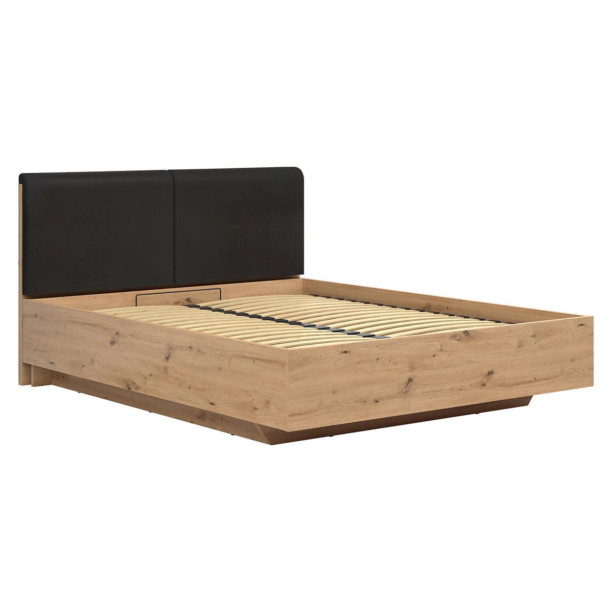BOXSPRING POSTELJA 160/200 Mao Les hrastovega videza - rjava, leseni material (160/200cm) - Petits-meubles
