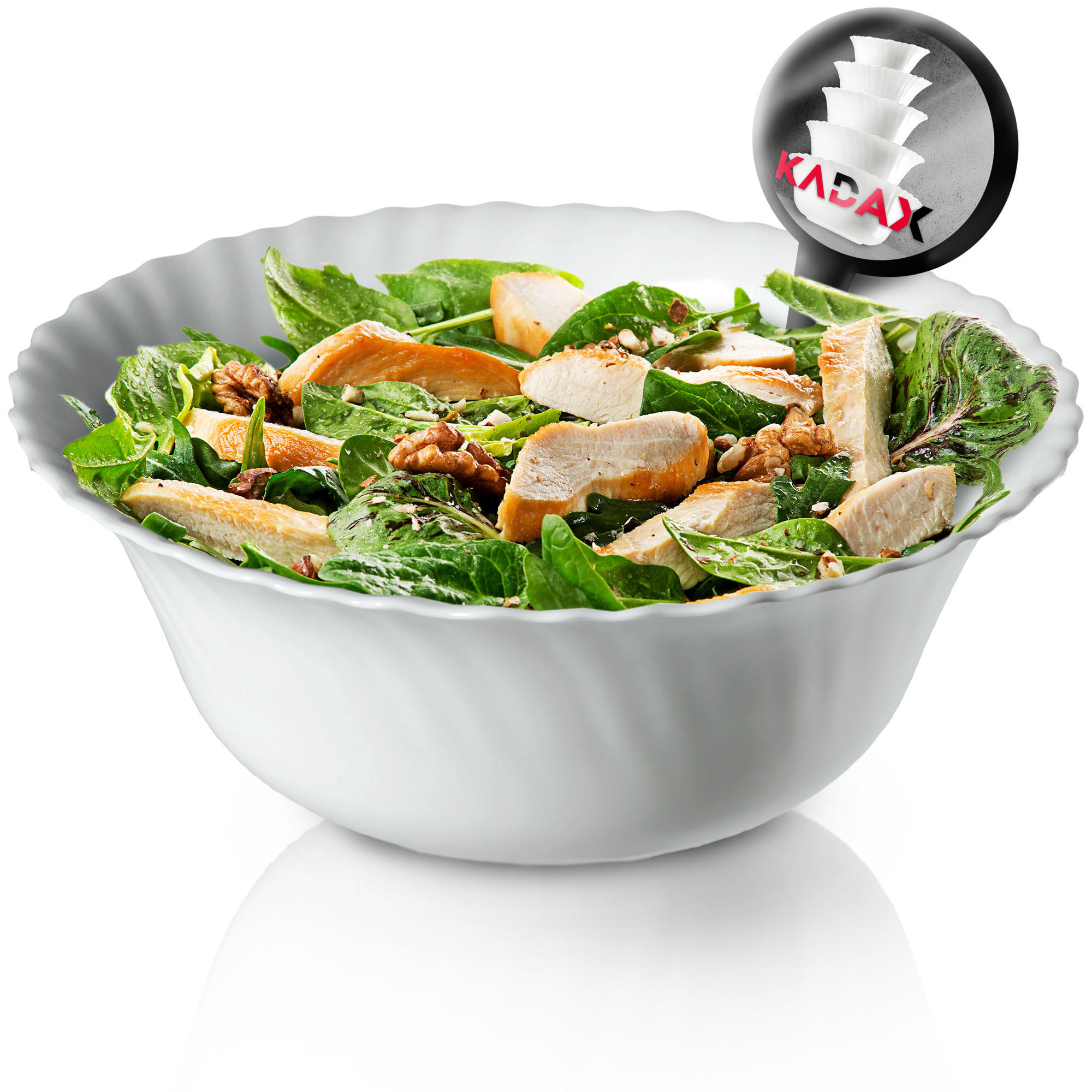 SALATSCHÜSSEL aus Glas, 21 cm, weiß - Weiß, Glas (21cm) - KADAX