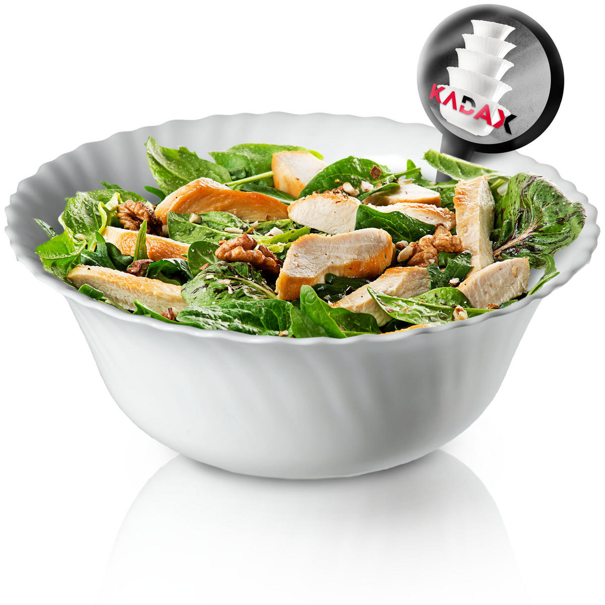 SALATSCHÜSSEL aus Glas, 21 cm, weiß - Weiß, Glas (21cm) - KADAX