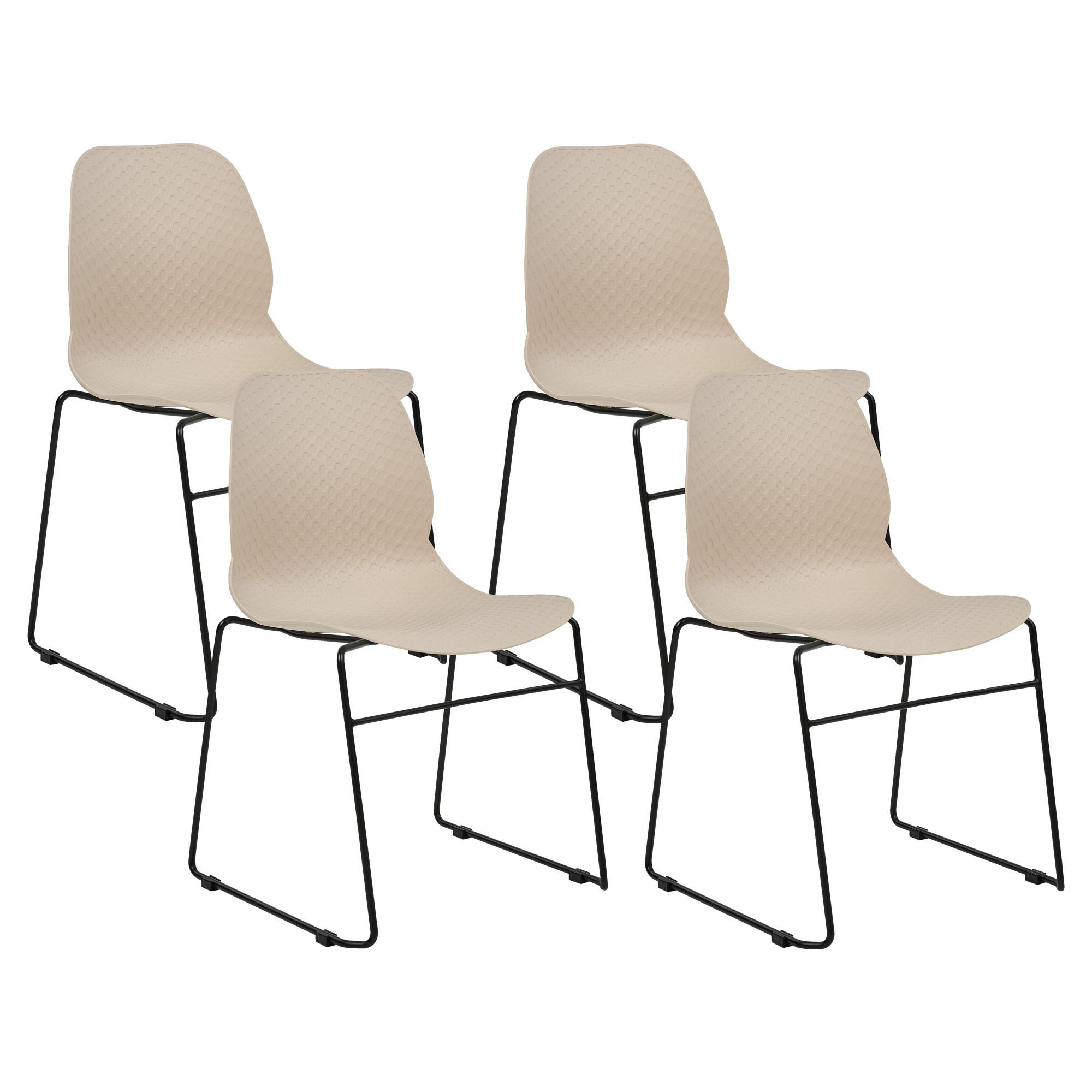 ESSZIMMERSTUHL 4er-Set Kunststoff Beige Panora - Beige, Kunststoff/Metall (44/80/50cm) - Beliani