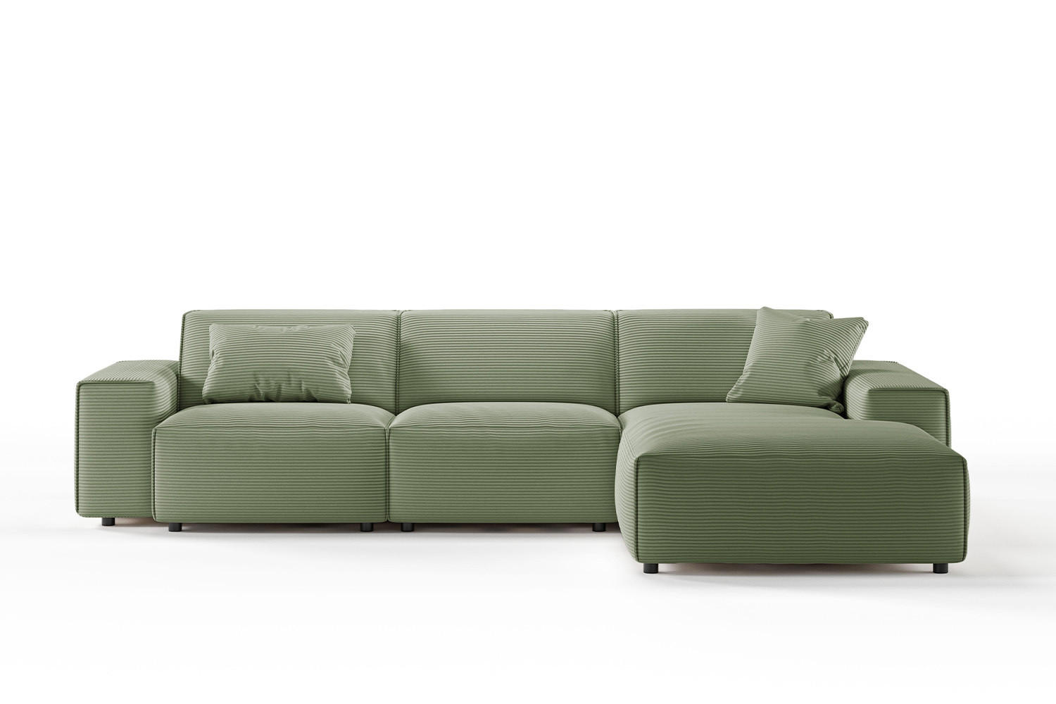 ECKSOFA RANI Grün Cord - Schwarz/Grün, Kunststoff/Textil (299/189cm) - KAWOLA
