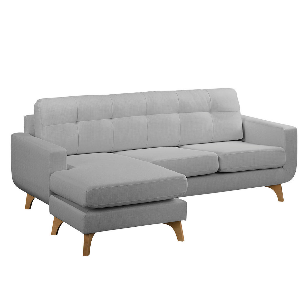 ECKSOFA mit Longchair - Strukturstoff - Grau, Textil (208/150cm) - home24