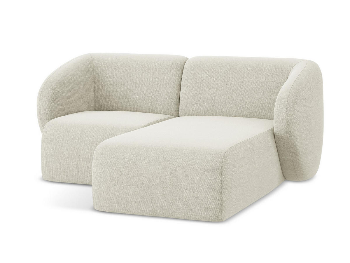 ECKSOFA Rechts Bouclé Stoff Beige - Sandfarben/Schwarz, Holzwerkstoff/Kunststoff (178/166cm) - Makamii