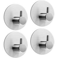 HANDTUCHHAKEN 4-teiliges Set Edelstahl rostfrei selbstklebend - Silberfarben, Metall (5/2.8/5cm)