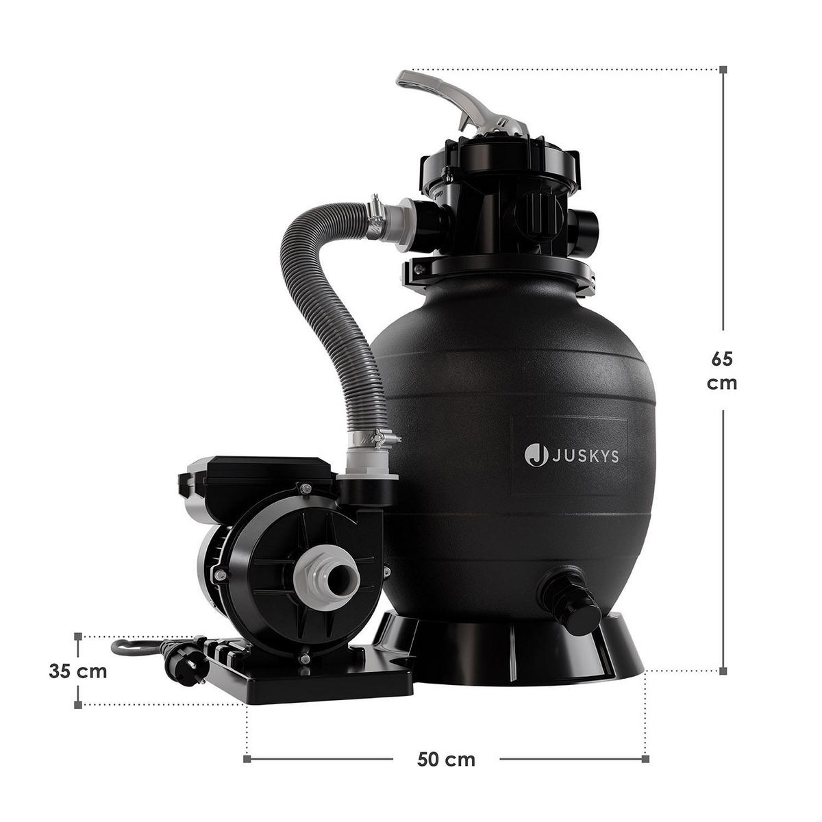 SANDFILTERANLAGE 250W inkl. Timer - Schwarz, Kunststoff (33/41.5/52cm) - Juskys