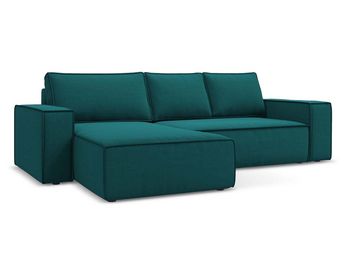 ECKSOFA mit Schlaffunktion Samt Stoff Grau - Schwarz/Grau, Kunststoff/Textil (290/185cm) - Makamii