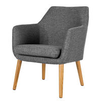 LOUNGESESSEL - Eichefarben/Dunkelgrau, Eichenholz/Textil (66/80/68cm) - home24