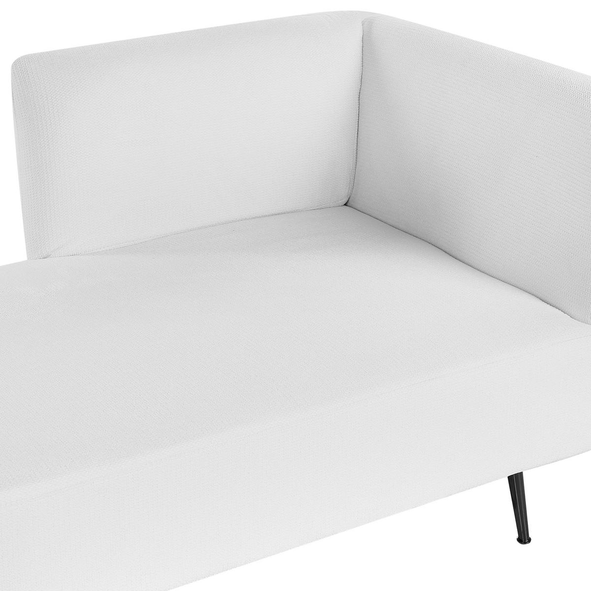 ČALOUNĚNÉ LEHÁTKO CHAISE LONGUE krémově bílé pravostranné Riom - bílá/černá, textil (156/75/77cm) - Beliani