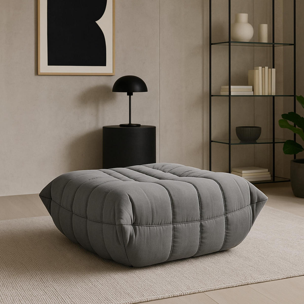 SITZPOUF NUA Grau 86x80x40 cm - Grau, Textil (86/40/80cm) - FURNLUX
