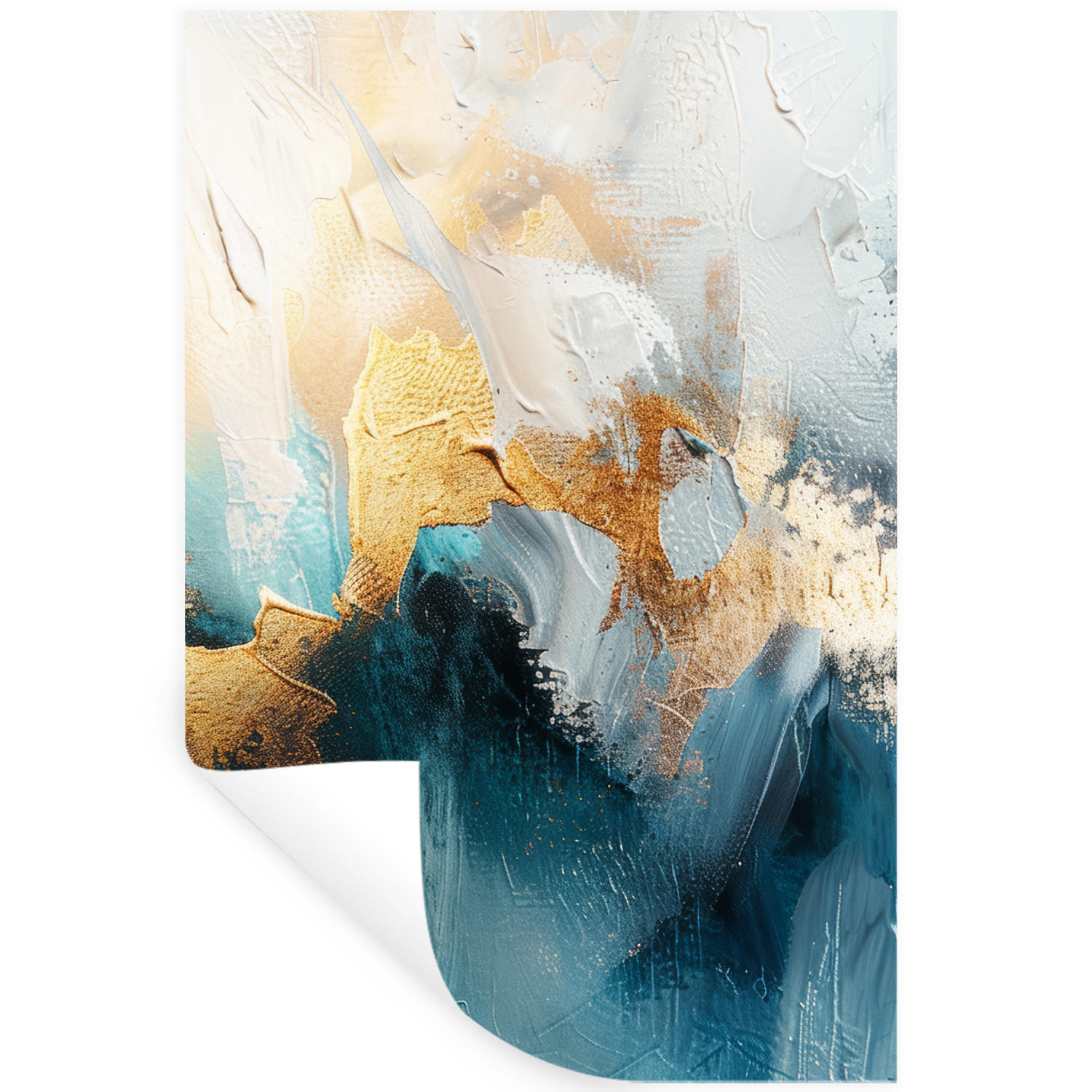 MuchoWow SAMOLEPKA NA ZEĎ Abstraktní - umění - zlatá - modrá 80x120 cm
