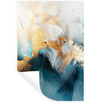 WANDTATTOO Abstrakt - Kunst - Gold - Blau 40x60 cm - Petrol, Kunststoff (40/60/0.1cm) - MuchoWow