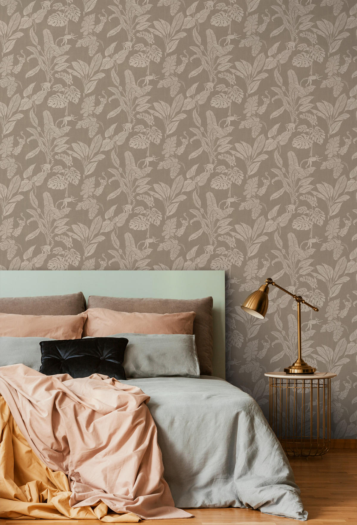 TAPETE Affen und Dschungelblätter 50 x 900 cm - Braun, Papier (50/900cm) - ESTAhome