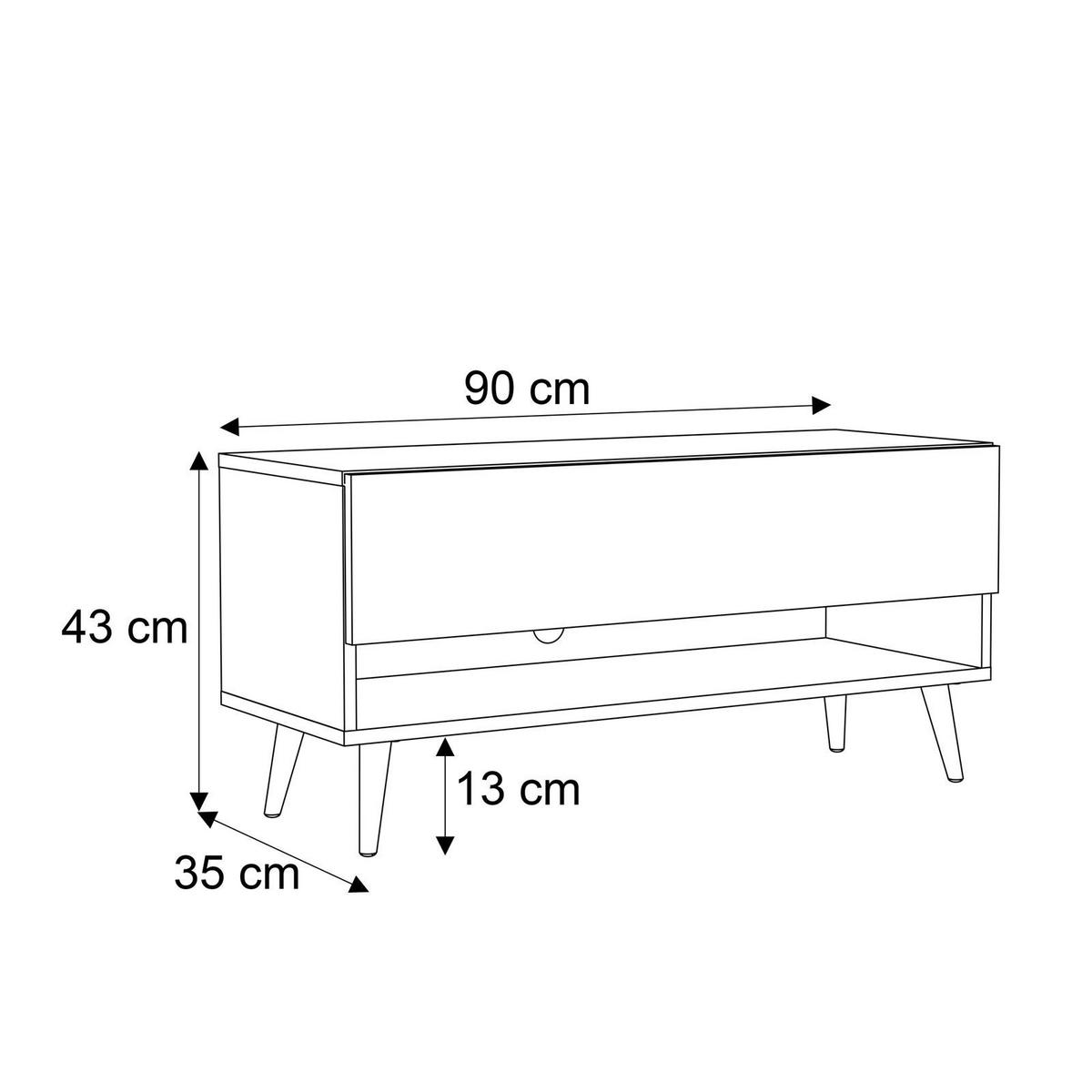 LOWBOARD TV-Schrank CALANTE 90 loft cm auf schrägen schwarzen Beinen - Schwarz/Eiche Artisan, Holzwerkstoff/Metall (90/43/35cm) - Lookway