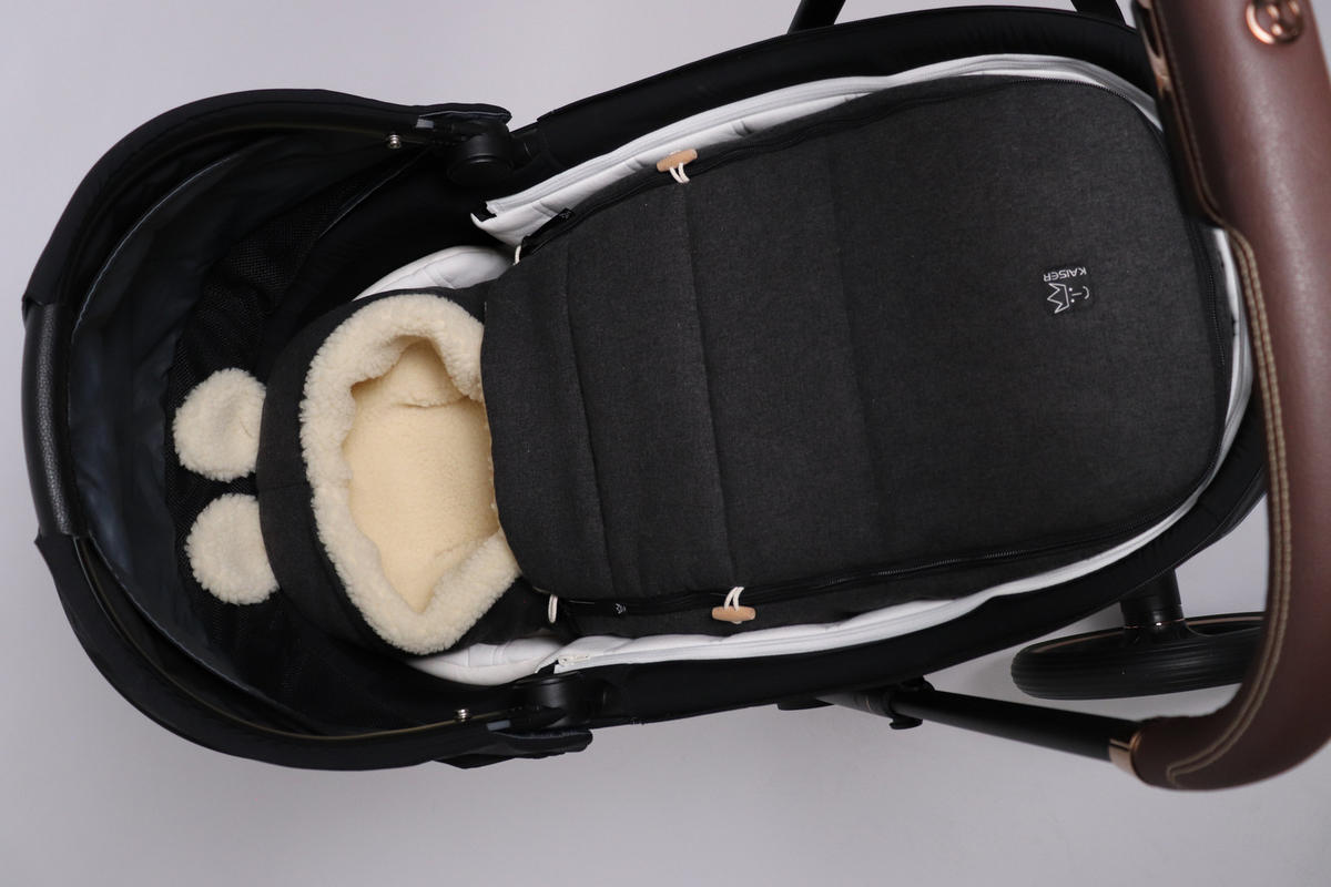 BABYSCHALENFUSSSACK Hoody Maus Wool, dark shadow - Schwarz, Naturmaterialien (40/12/84cm) - Kaiserbaby