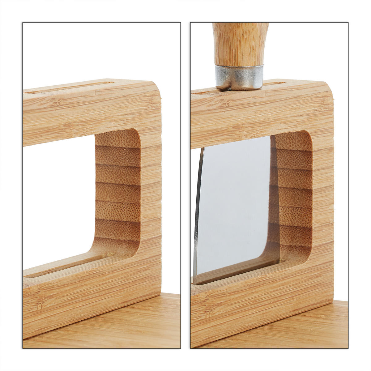 KÄSEBRETT - Hellbraun, Holz/Metall (35.5/28cm) - Relaxdays