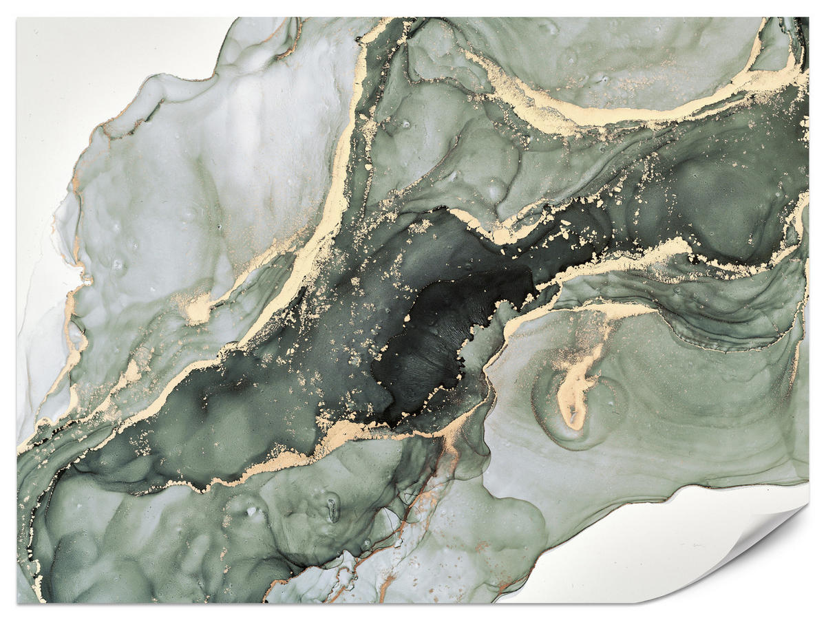 FOTOTAPETE für Küche Eleganter Grüner Marmor Gold Glamour 400x280 - Grün, Papier (400/280cm) - Muralo