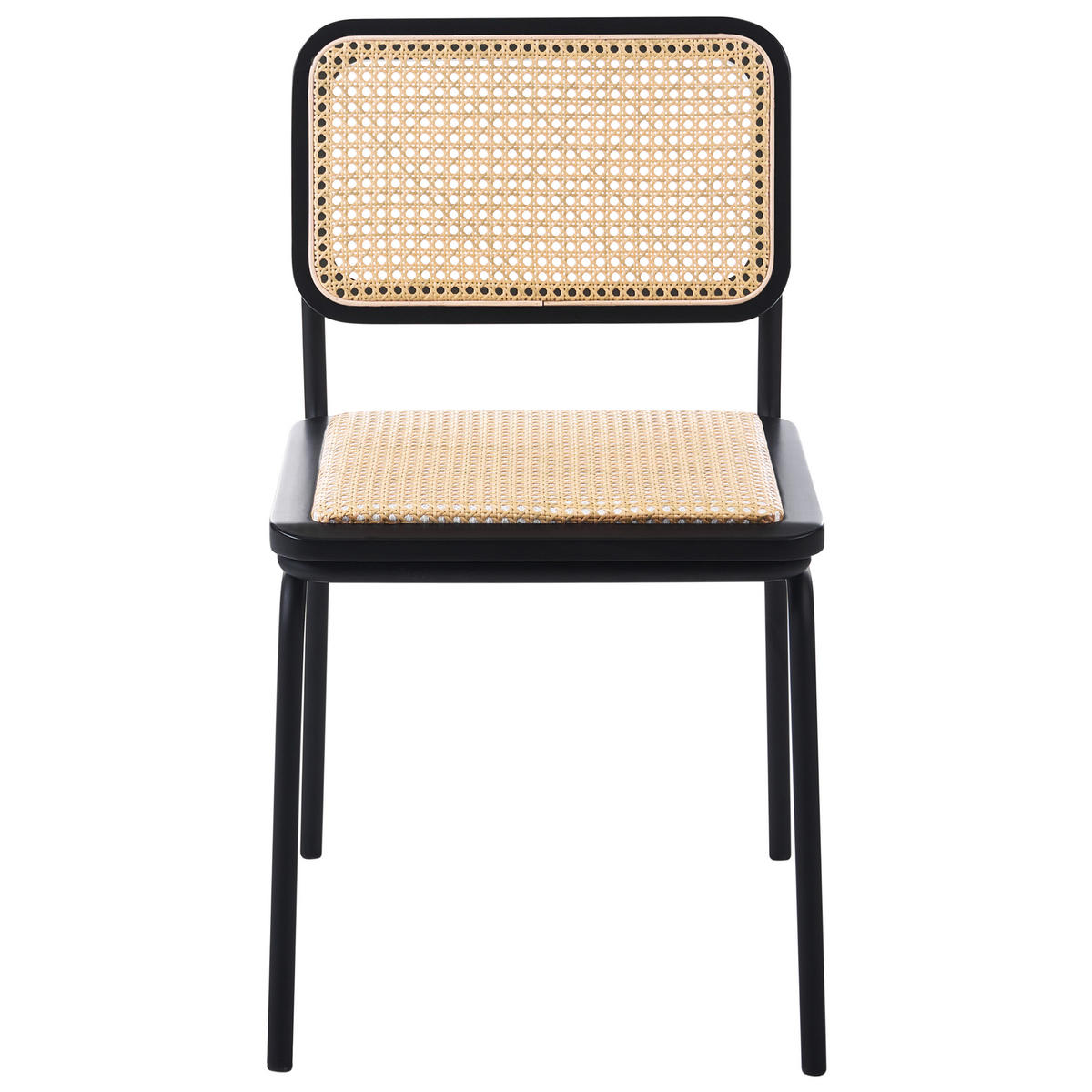 ESSZIMMERSTUHL 2er-Set Polyrattan Schwarz Corvallis - Schwarz, Kunststoff (48/83/58cm) - Beliani