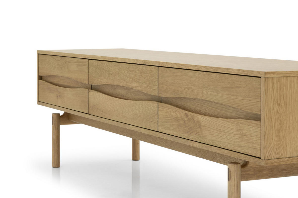 TV-MÖBEL Celeste, Natur Massiveiche - Beige, Holz (45/53/186cm) - WOODEK