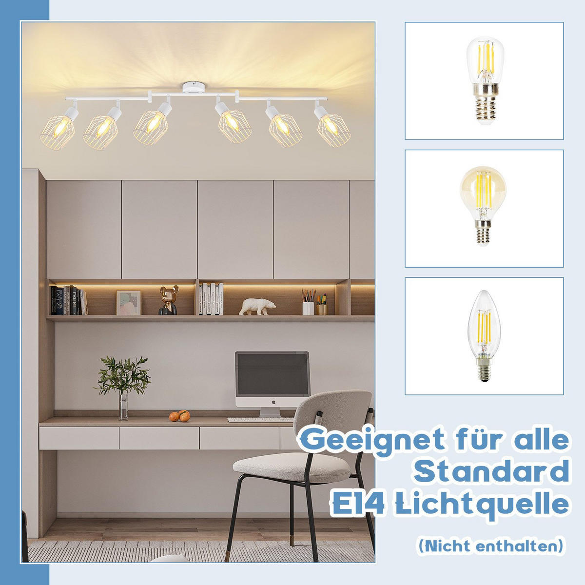 STRAHLER Franziska 6-flammig 122/20/10 cm - Weiß, Metall (122/20/10cm) - Nettlife