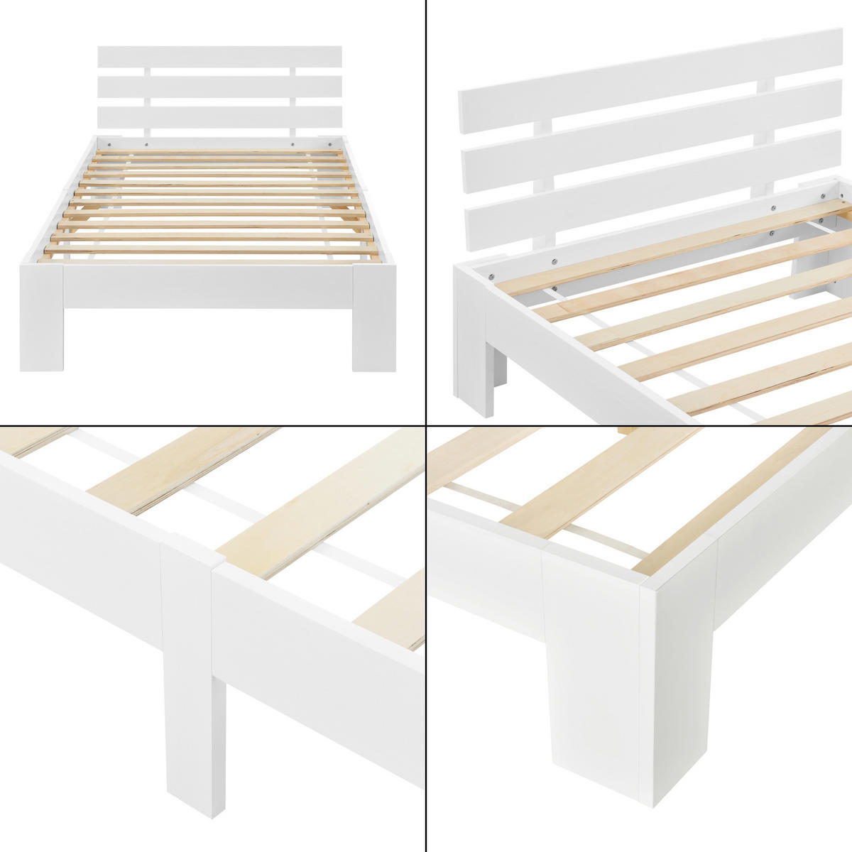 HOLZBETT Nivala - Weiß, Holz (120/200cm) - [en.casa]