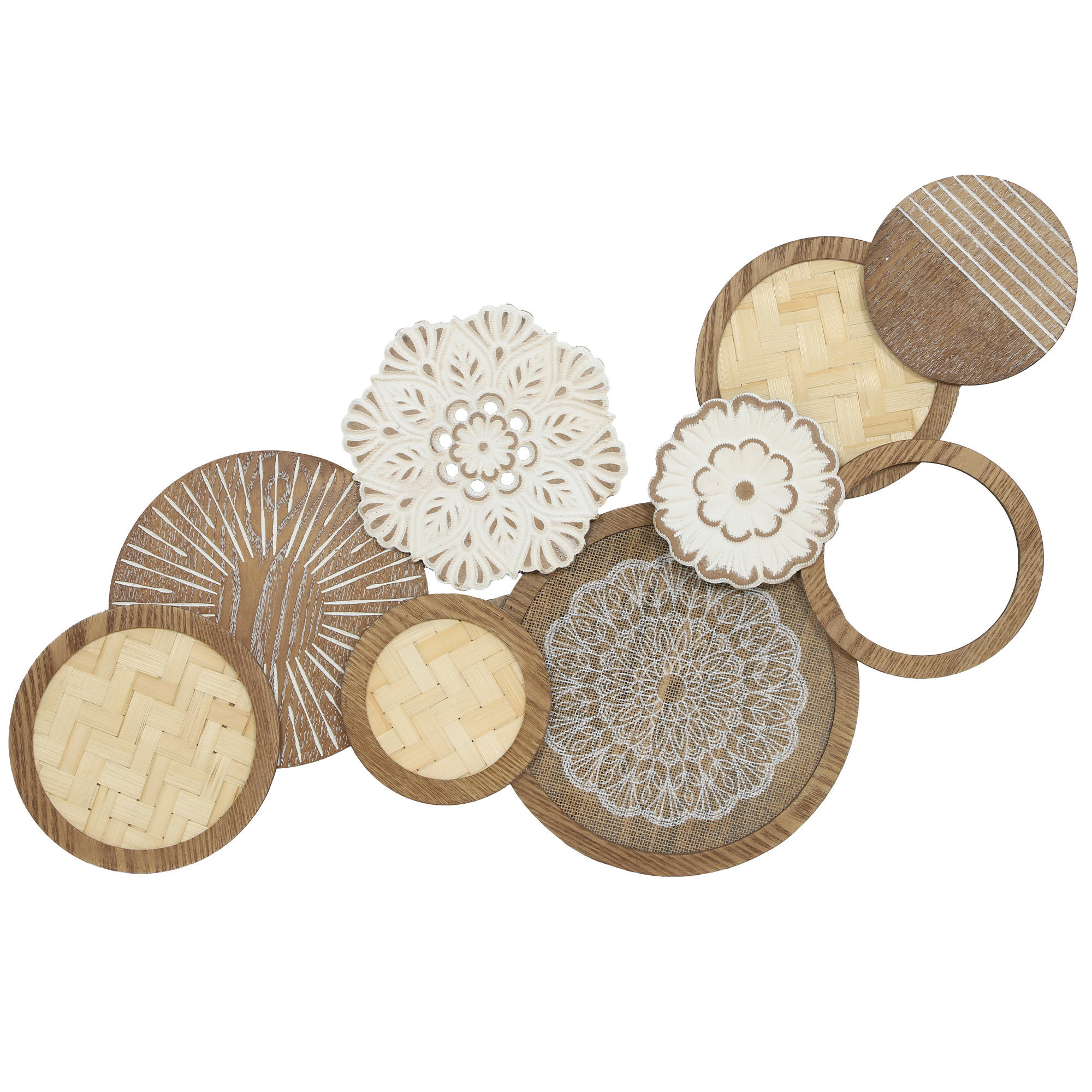 WANDDEKO DE-14336 mehrschichtig, mit Bambusgeflecht Natur - Naturfarben, Holzwerkstoff (44.5/4.4/83.8cm) - ComfortXL