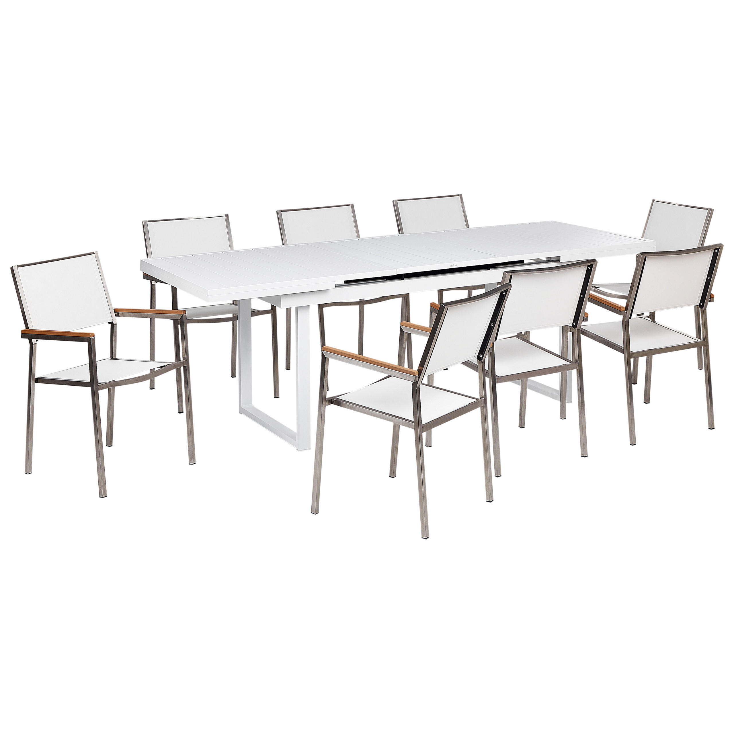 GARTENMÖBEL-SET 8-Sitzer Weiß Valcanetto/Grosseto - Silberfarben/Weiß, Metall - Beliani