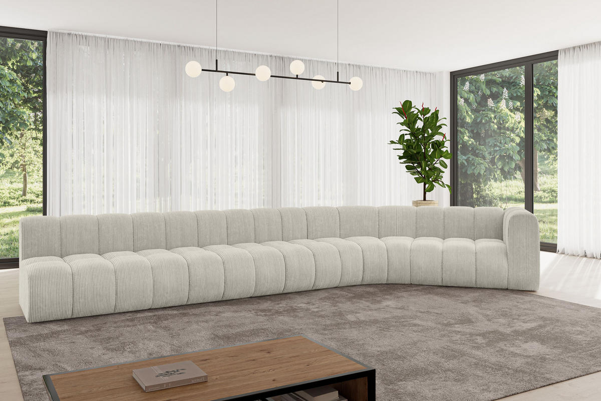 ECKSOFA modulares Sofa Karex-L3 - 490x194x70 cm Creme - Hellgrau/Creme, Holzwerkstoff/Textil (490/194cm) - ALTDECOR